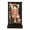 羽子板 ケース飾り ふうか 10号 高さ45cm 花小町振袖 道成寺 黒塗り 初桜ケース (2025-ts027) 押絵振袖羽子板 ケース入り お正月飾り