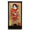 羽子板 ケース飾り そら 15号 高さ58cm 花小町振袖 まり 黒塗り みやびケース (2025-ts040) 押絵振袖羽子板 ケース入り お正月飾り