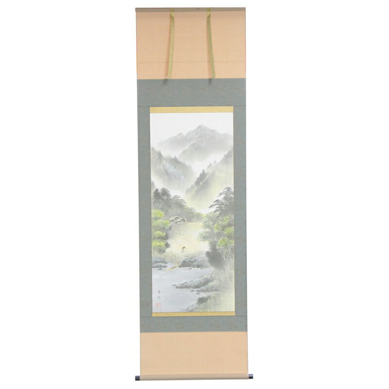 アウトレット品 掛軸縁起画 望郷彩遷 (筆者：中山) 高さ185cm (22a-ya-2380) インテリア ディスプレイ 見切処分品