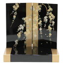 アウトレット品 雛人形平飾台 屏風・台セット 58cm 黒塗金色帯平台 50cm金彩しだれ桜屏風 幅59cm (22a-ya-3083) インテリア ディスプレ...