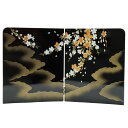 アウトレット品 雛人形 三月屏風 屏風のみ 10号 44A-312(黒)雲に桜 二曲屏風 飾り幅45〜50cm (23a-ya-0062) インテリア ディスプ...