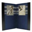 アウトレット品 屏風 屏風のみ 55cm 二曲屏風 YS 紺シルキー 幅50~55cm (23a-ya-0268) インテリア ディスプレイ 見切処分品|詳細画像