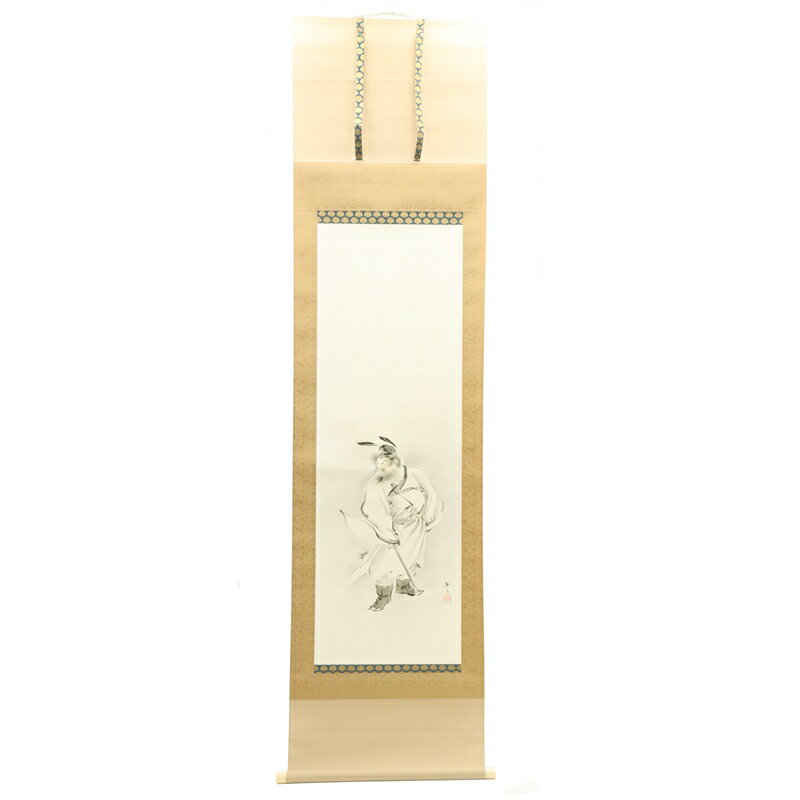 アウトレット品 掛軸 水墨画 梶田半古 鐘馗像 桐箱付 幅57cm (24a-ya-0339) インテリア ディスプレイ 見切処分品