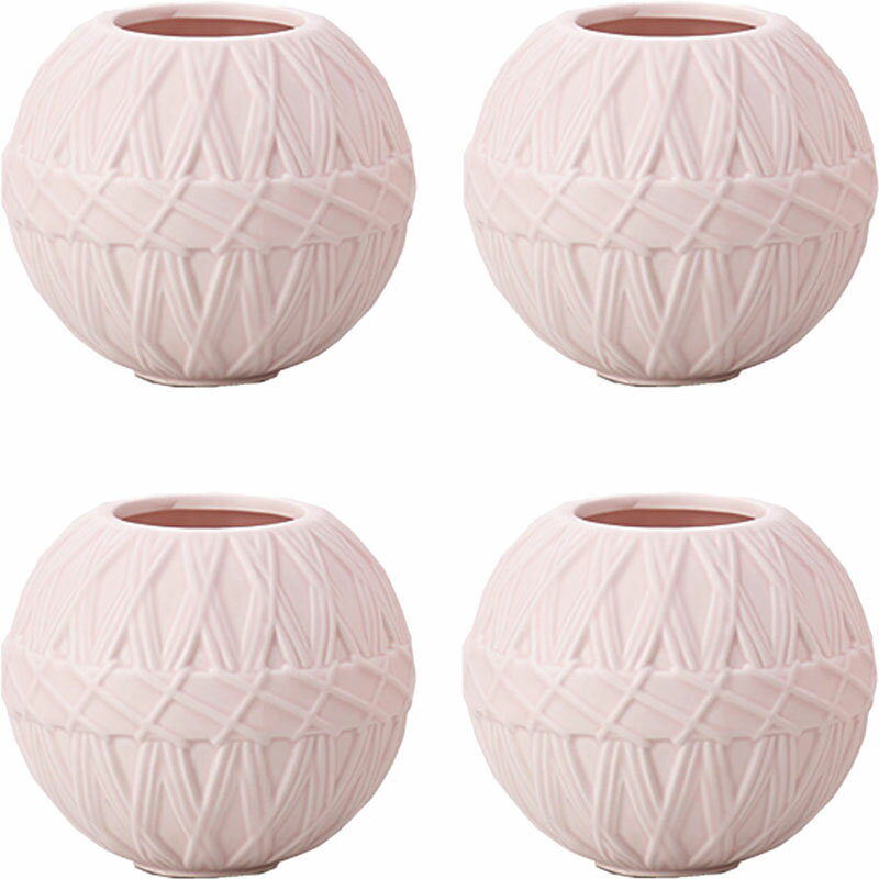 花瓶 フラワーベース Ceramic Gift temari テマリ matt pink （4個入り） [326-611-511] [p102] 陶器 （代引き不可） インテリア ディスプレイ