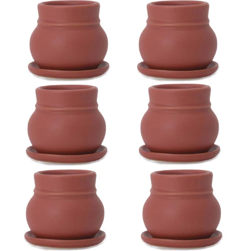 花・観葉植物用ポット シア ウィザム 2号 赤茶（6個入り）ix-a05r02p [KTp419] ミニポット 受皿付 （代引き不可）ホテル・オフィスビル・店舗 インテリア ディスプレイ