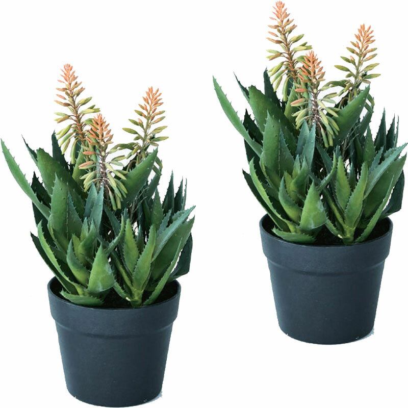 人工観葉植物 アロエ ピンク 花 ポット42（2個入り）992480 多肉植物 卓上、小型の床置きサイズ インテ..