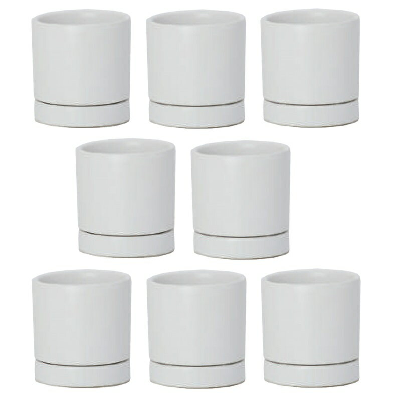 花・観葉植物用ポット オーセ 8 W Ceramic POT （8個入り） 19001 底穴あり 受皿付き （代引き不可） ..