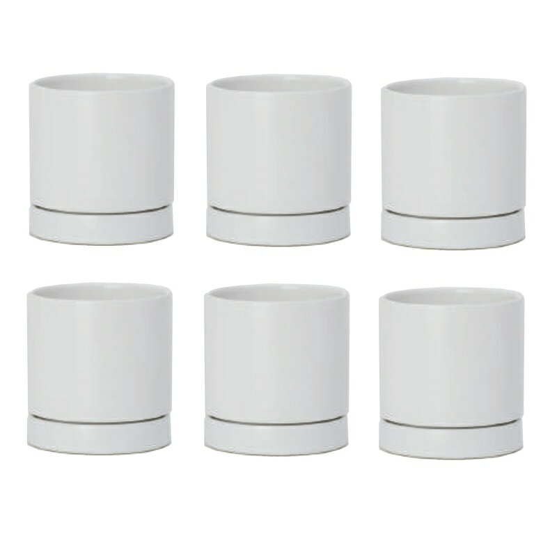 花・観葉植物用ポット オーセ 11 W Ceramic POT （6個入り） 19007 底穴あり 受皿付き （代引き不可） ..