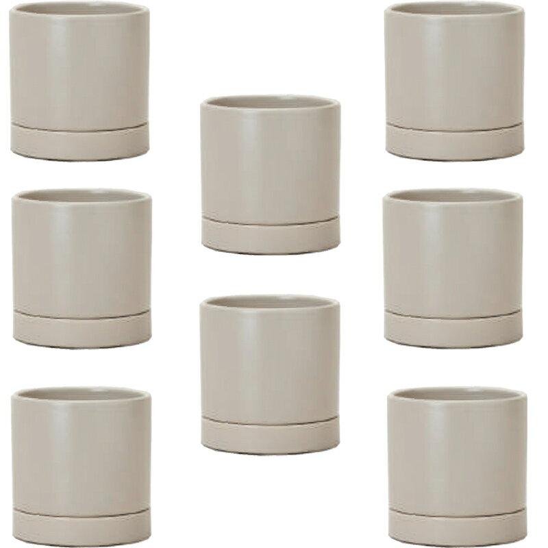 花・観葉植物用ポット オーセ 8 H Ceramic POT （8個入り） 19020 底穴あり 受皿付き （代引き不可） ..