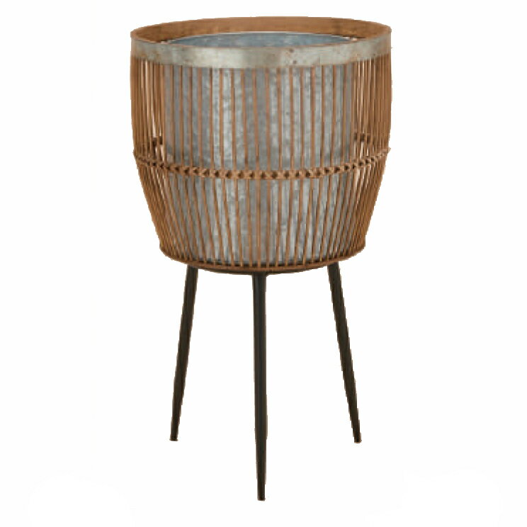 花・観葉植物用ポット バンブーポットスタンド タリ BASKET （1個入り） 43022 底穴なし ジンクインナ..