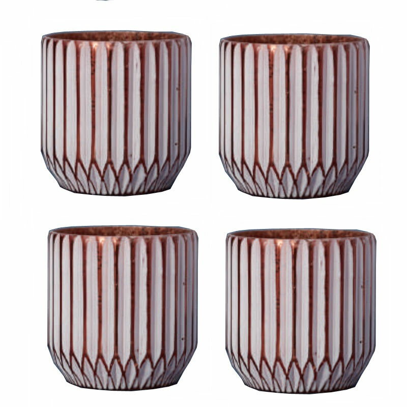 花・観葉植物用ポット ピルヨ ホワイト/ コッパー Glass POT （4個入り） 67002 底穴なし 鉢タイプ （..