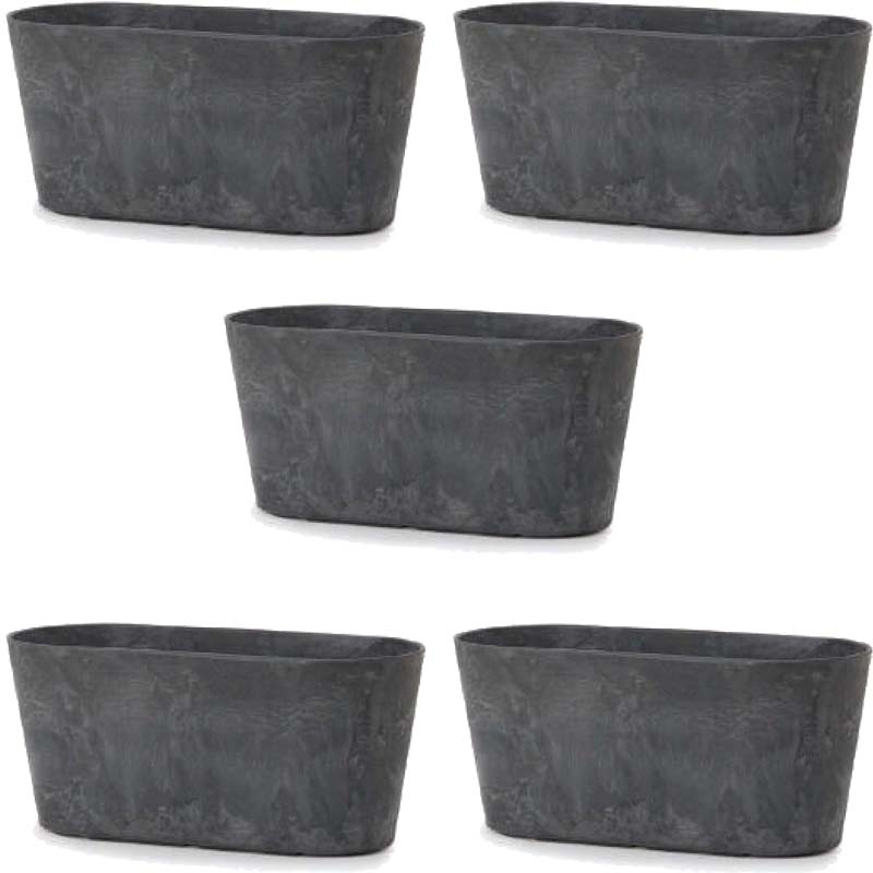 花・観葉植物用ポット アートストーン ラウンドコンテナ M 38 ブラック（5個入り）ar-004k38e [KTp263]..