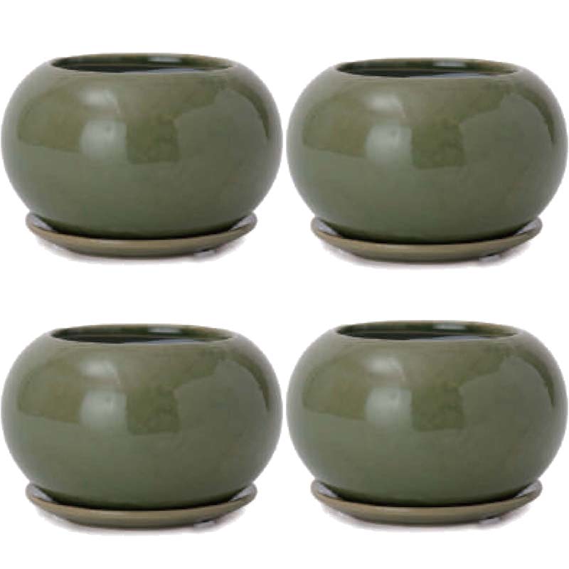 花・観葉植物用ポット アステア ボウル M 4号 グリーン（4個入り）at-003g04p [KTp429] ミニポット 受..