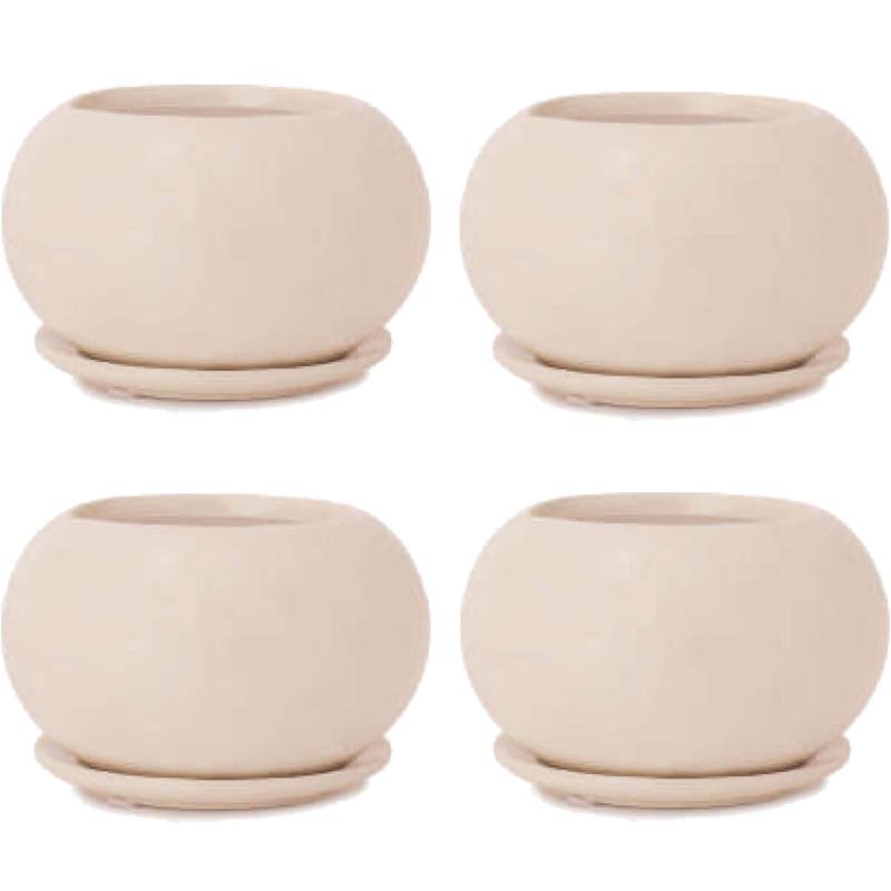 花・観葉植物用ポット アステア ボウル M 4号 クリーム（4個入り）at-003w04p [KTp429] ミニポット 受..