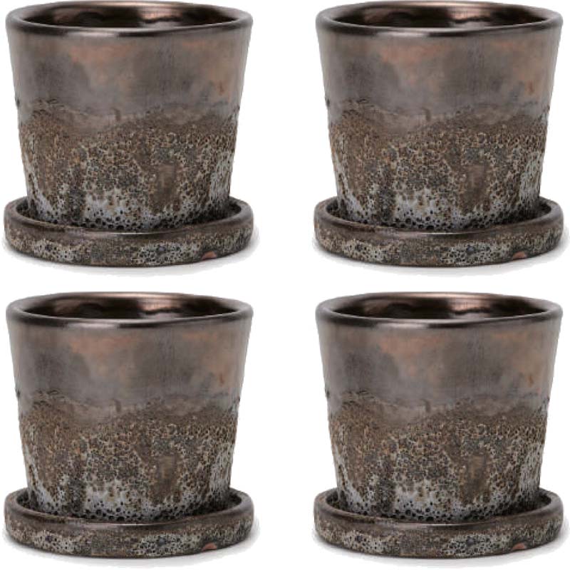 花・観葉植物用ポット ハレー 4号 S 4号 ブロンズ（4個入り）hl-001c12p [KTp432] ミニポット 受皿付 ..