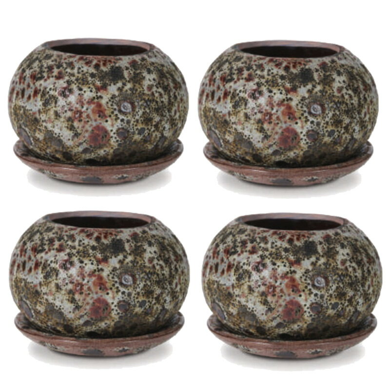 花・観葉植物用ポット ハレー ボウル M 6号 ブラウン（4個入り）hl-002n14p [KTp433] ミニポット 受皿..