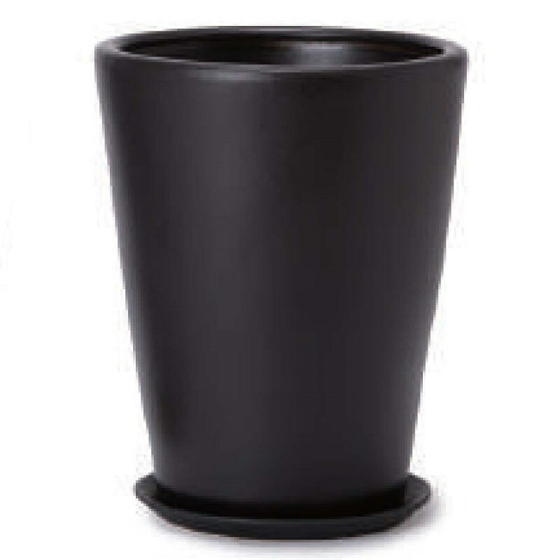 花・観葉植物用ポット WYモダン モダン PR1 マット釉 受皿付セット S 9号/A 黒（1個入り）wy-pr1k09p [..