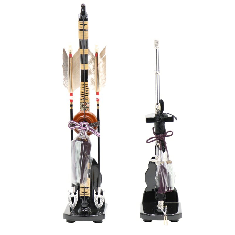 アウトレット品 五月人形 その他単品 弓太刀 15号 黒ツヤあり木製台 高さ47cm インテリア デ ...