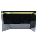 アウトレット品 屏風単品 二曲一双屏風 28号 黒塗り 二引 レトロ アートスタンド 幅135cm (26a-ya-0937) インテリア ディスプレイ 見切処分品|詳細画像