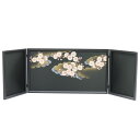 アウトレット品 屏風単品 三曲屏風 13号 ブラック 桜に雲 レトロ アートスタンド 幅130cm(26a-ya-0975) インテリア ディスプレイ 見切処分品|詳細画像