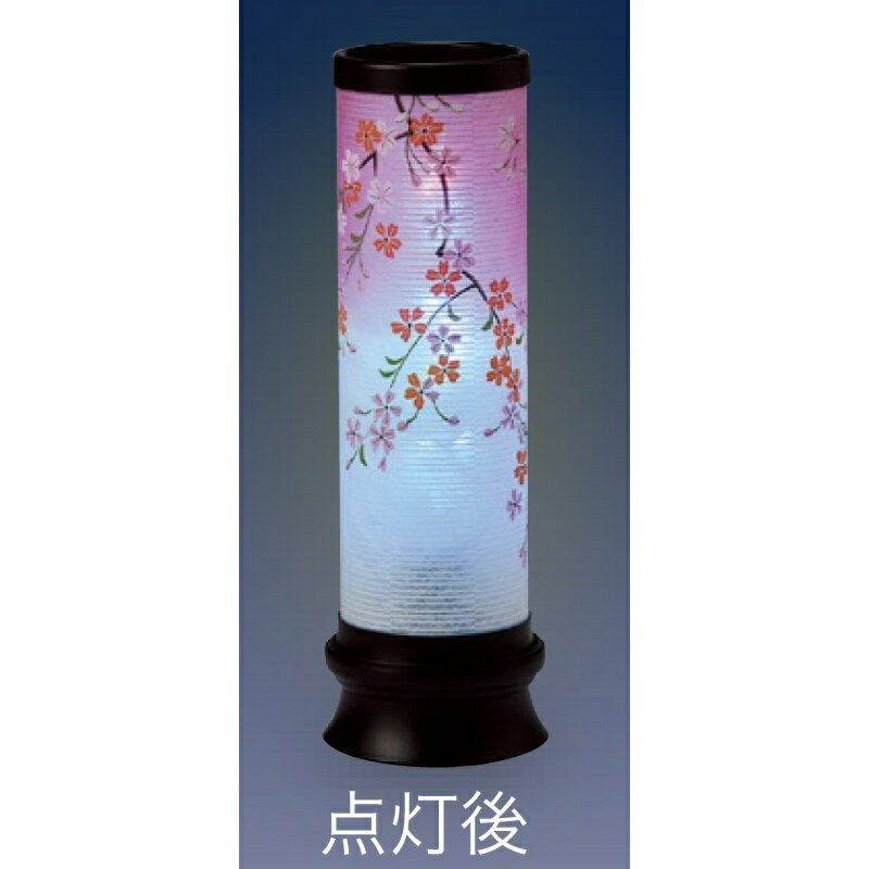 盆提灯 岐阜提灯 置き提灯 創作提灯 プリムラ1号 桜 高さ36.5cm (P17)(2163) 七色LED 電気コード式 初盆 新盆 お盆