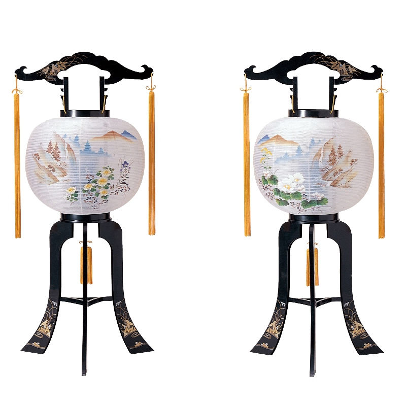 盆提灯 岐阜提灯 置き提灯 PC行灯 松川 対（2個セット） 廻転 高さ83cm (P29)(4170) 水雷球 電気コード式 初盆 新盆 お盆