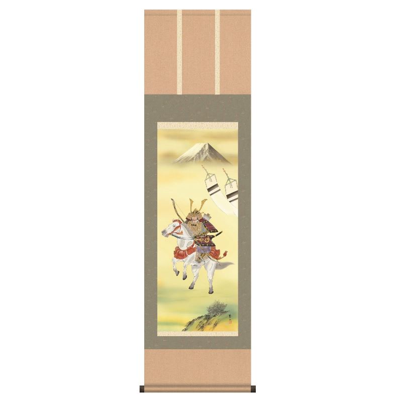 掛軸 端午の節句 [白馬武者] 唐沢碧山 尺三 [H30MF2-055]【代引き不可】