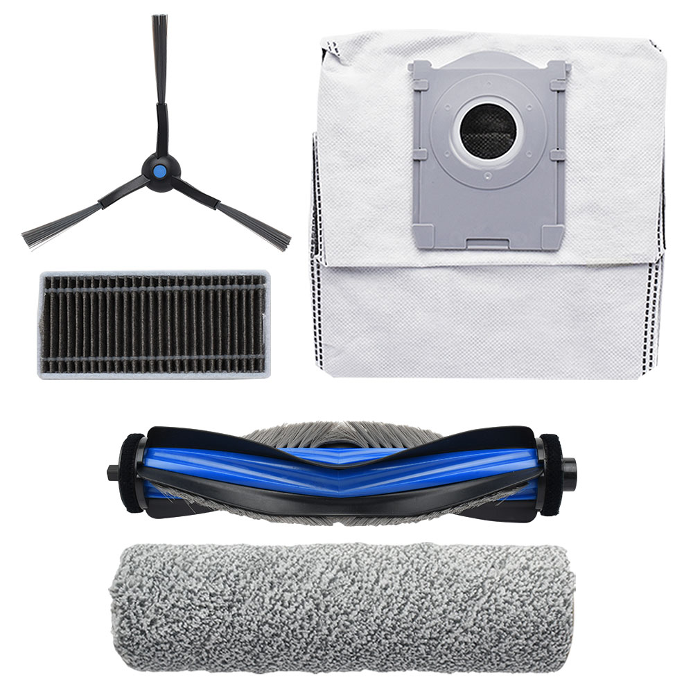 エコバックス X8 Pro OMNI用 サイドブラシ、メインブラシ、抗菌ゴミパック、抗菌フィルター、ローラーモップ 互換交換パーツ5点セット 互換品 【沖縄・離島 お届け不可】