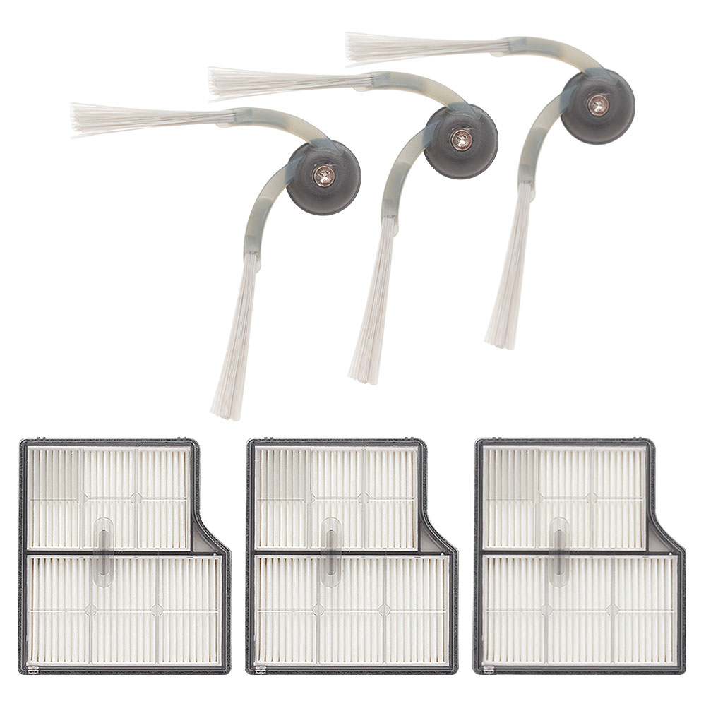 ロボロック Saros 10 用 交換パーツ 互換品6点セット（サイドブラシ×3個 / エアフィルター×3個）