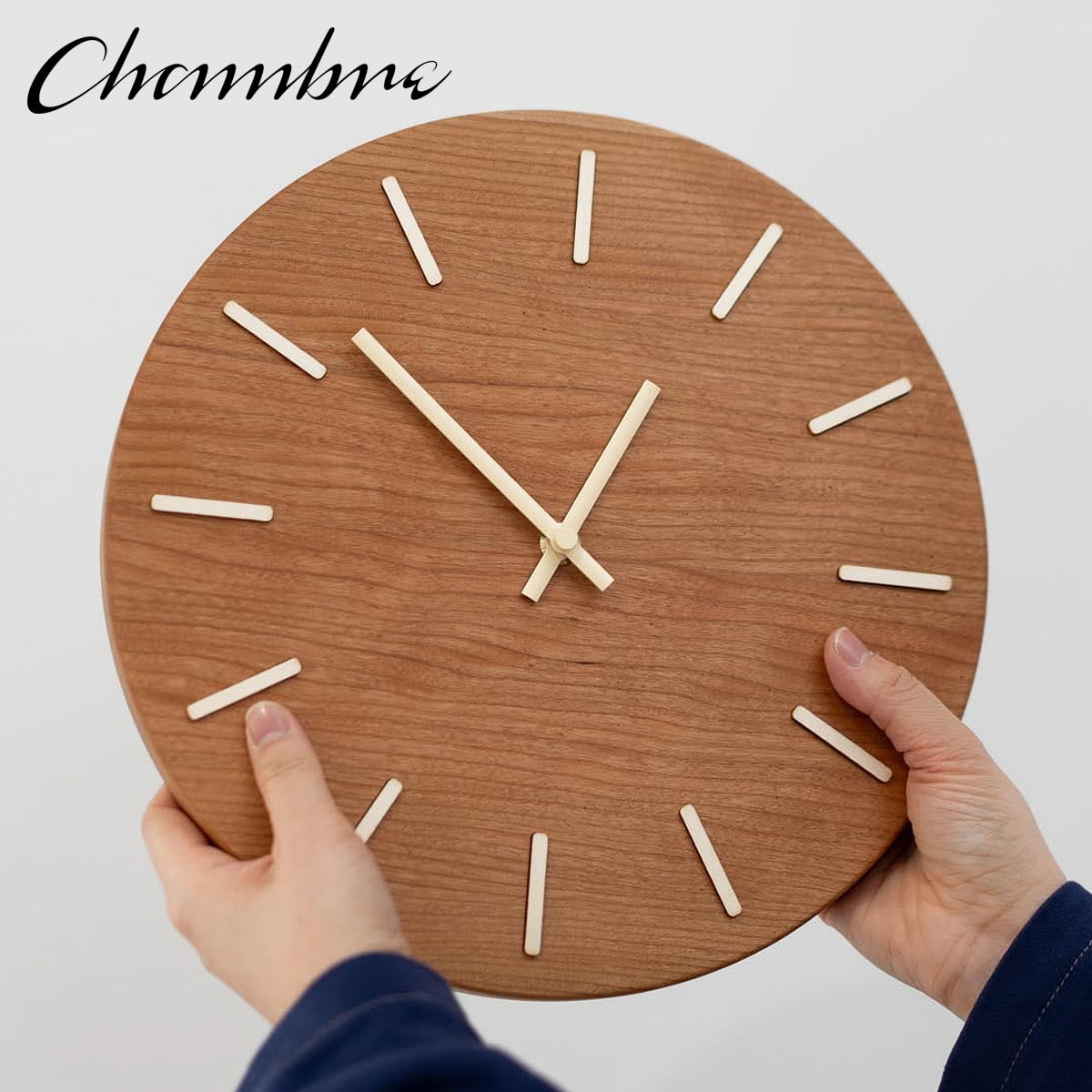 Rakuten - 北の大地の木の時計【チェリー】壁掛け時計 / 北海道 / 旭川 / 職人 / ミズナラ / ナチュラル / シンプル / モダン / 静音 / おしゃれ / アナログ / 無垢材 / 木製 / ギフト / 日本製 / シャンブル【沖縄・離島 お届け不可】