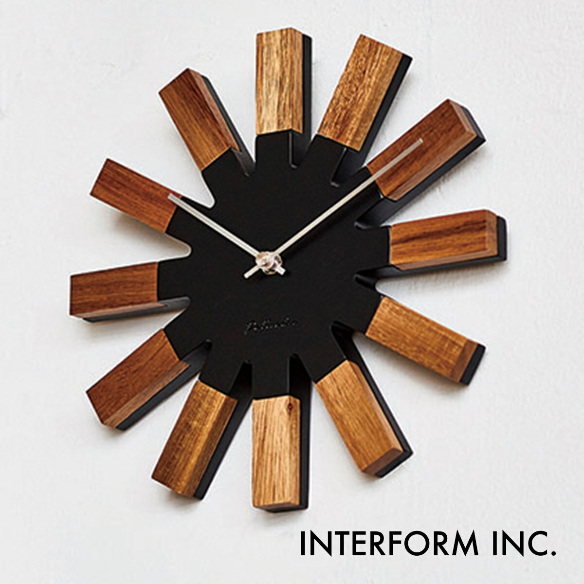 Rakuten - Wielko ヴィエルコ ウォールクロック【ブラック】CL-2949 BK INTERFORM インターフォルム 壁掛け時計 スイープムーブメント 連続秒針 静音 エレガント モダン おしゃれ ジオメトリック 幾何学【沖縄・離島 お届け不可】