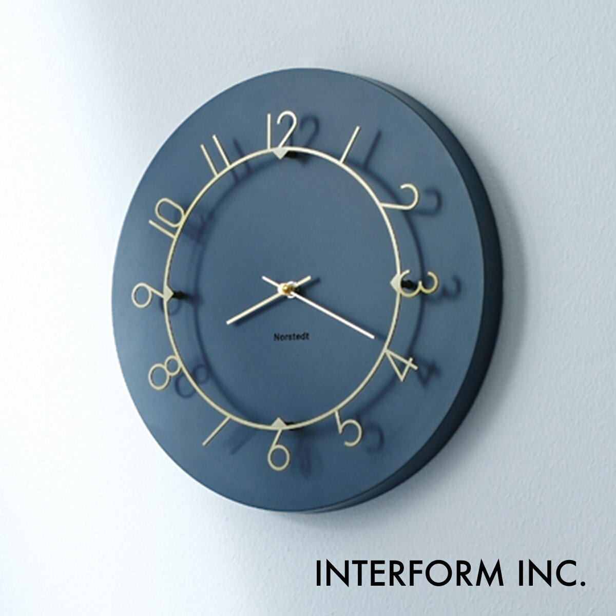 Rakuten - Luu ルウ ウォールクロック 【ネイビー】 CL-4317 NV INTERFORM インターフォルム 壁掛け時計 インテリア 北欧 モダン スイープムーブメント 連続秒針 静音 おしゃれ ジオメトリック【沖縄・離島 お届け不可】