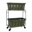 ポストジェネラル アイアンワゴン ウィズ ヘビーデューティバスケット ロング オリーブ(OLIVE) 98215-0002 POST GENERAL シェルフ ラック インテリア 収納 ディスプレイ 棚 おしゃれ 無骨 インダストリアル 二段 組み立て式【沖縄・離島 お届け不可】(3)