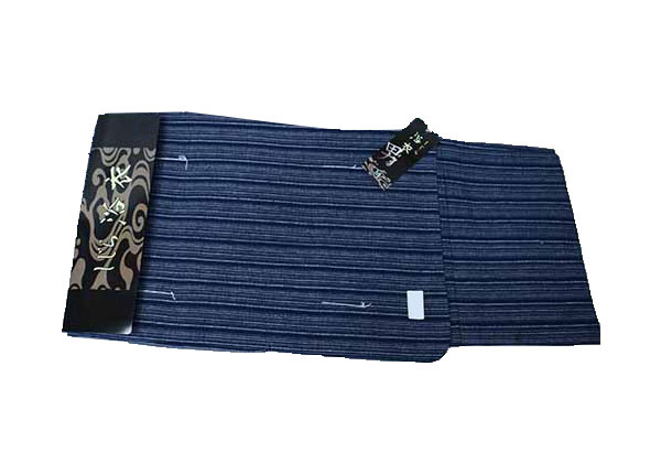 浴衣 しじら 単品 男性用 Mサイズ 綿85％ 麻15％ しじら織り ゆかた 夏祭り 花火 和装着物 濃紺色 縞柄 新品（株）安田屋 NO41748