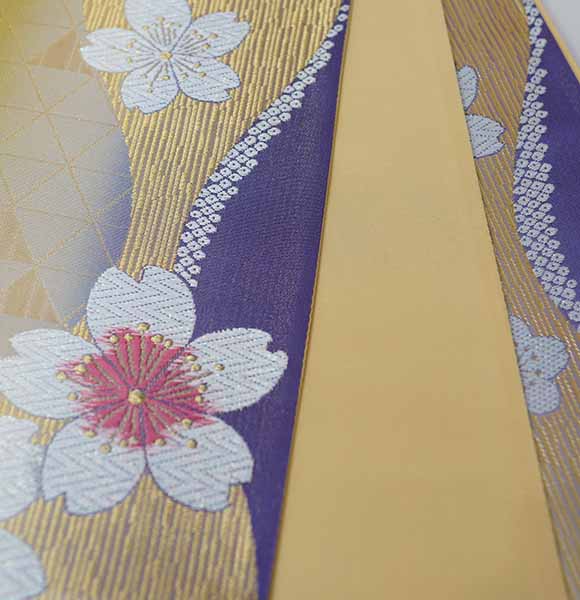 袋帯 仕立て上がり 正絹 日本製 六通 西陣織 桜柄 ゴールド 振袖用 訪問着用 成人式 結婚式 新品（株）安田屋 NO41218