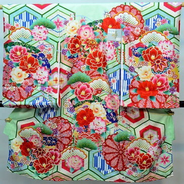お宮参り 産着 女児 女の子 正絹 のしめ 縫製と加工は日本製 金刺繍 緑色 綸子地 祝着 新品 (株)安田屋 d381054974
