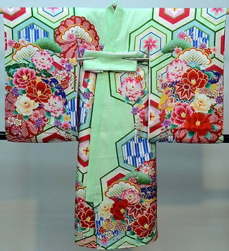 お宮参り 産着 女児 女の子 正絹 のしめ 縫製と加工は日本製 金刺繍 緑色 綸子地 祝着 新品 (株)安田屋 d381054974