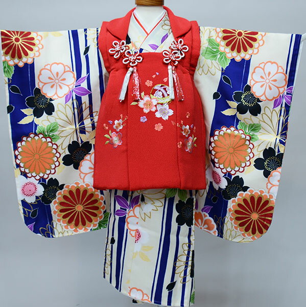 七五三 三歳 三才 女児 被布着物フルセット 染め加工日本 縫製と長襦袢は海外 女の子 3歳 3才 祝着 お仕立て無料 新品(株)安田屋 NO34379