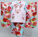 七五三 三歳 女児 被布着物フルセット 被布に刺繍入り もも 祝着 3才 3歳 三才 女の子 お仕立て無料 新品(株)安田屋 NO37886
