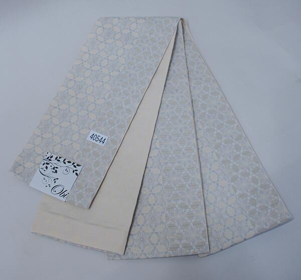 半幅帯 浴衣帯 細帯 日本製 ポリエステル100％ 花柄 アイボリー リバーシブル レターパック便可 新品（株）安田屋 NO40544