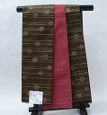 半幅帯 浴衣帯 細帯 日本製 ポリエステル100% 焦げ茶色×えんじ色 梅柄 リバーシブル レターパック便可 新品(株)安田屋 NO41452(4)