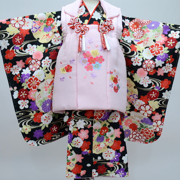 七五三 3才 3歳 三才 三歳 女児 女の子 被布着物祝着フルセット 被布と着物生地日本製 染め加工日本 縫製海外 長襦袢海外 お仕立て無料 新品(株)安田屋 ...