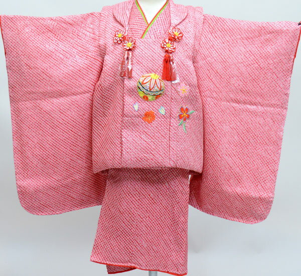 七五三 三歳 女児 被布着物セット 正絹 総絞り 夢想 3歳 3才 三才 女の子 祝着 お仕立て無料 新品(株)安田屋 NO27089