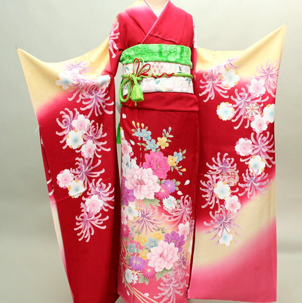 振袖 正絹 着物 未仕立て オーダーメイド 百花繚乱 赤色 成人式 結納 結婚式 新品（株）安田屋 NO240802-10