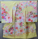 お宮参り 産着 女児 合繊 豪華絢爛 のしめ 金刺繍 綸子地 黄色 一つ身 祝着 女の子 初着 掛け着 新品(株)安田屋 NO40481