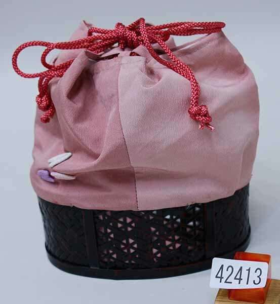 かご台付き巾着 巾着 かごバッグ さくら 桜 花びら ポリエステル ピンク色 浴衣 夏祭り 花火大会 和装 ..