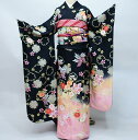 振袖 正絹 着物単品 仕立て上がり 百花繚乱 金駒刺繍 菊 黒地 成人式 結納 結婚式 新品 (株) 安田屋 NO38536