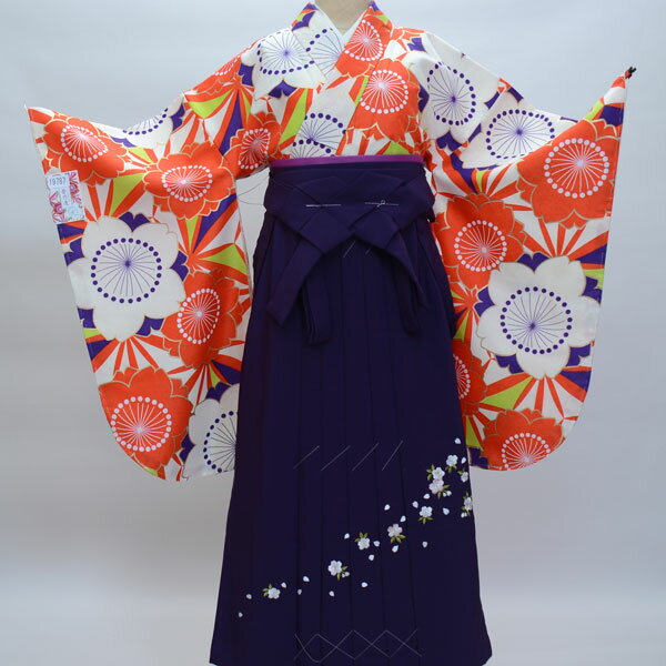 着物袴フルセット ジュニア用へ直し 144cm～150cm 香乃逢 canoa オレンジ 袴変更可能 新品（株）安田屋 NO19787-03