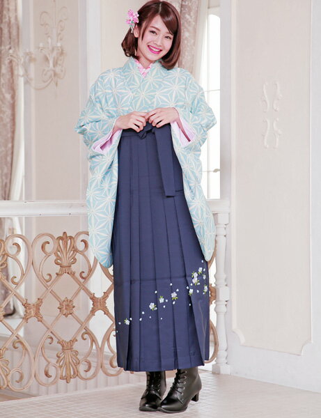 楽天安田屋呉服店着物袴セット ジュニア用へ直し135cm〜143cm 麻の葉柄 袴色選択可能 卒業式にどうぞ！ 新品 （株）安田屋 NO22588-02