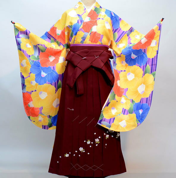 二尺袖 着物 袴フルセット 千紫万紅 袴変更可能 着物丈は着付けし易いショート丈 新品（株）安田屋 NO29563